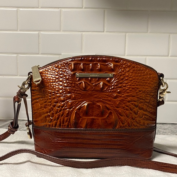 Brahmin Rich Brown Croc-Embossed Crossbody Bag - Picture 1 of 11